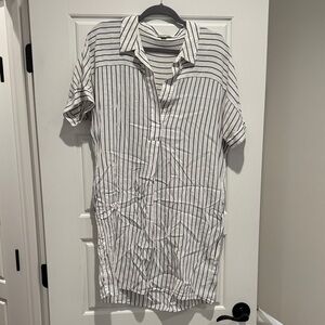 Whistles White and Black Striped Casual Shirt Dress